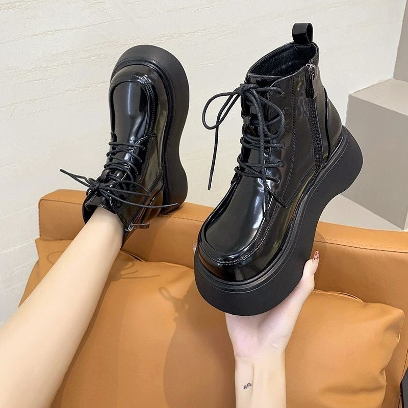 Explosions Generation-Order After Communication-Martin Boots Rubber Round Head Pu Heel (3-5Cm) Boots Platform Bottom - Image 3